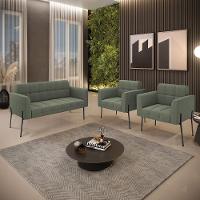 Namoradeira E 2 Poltronas Pé De Ferro Pto Elisa Bouclê D03 - D'rossi Cor Menta - 8