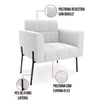 Namoradeira E 2 Poltronas Pé De Ferro Pto Elisa Bouclê Off White D03 - D'rossi - 6