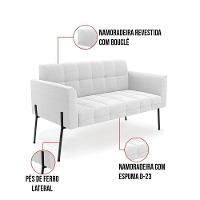 Namoradeira E 2 Poltronas Pé De Ferro Pto Elisa Bouclê Off White D03 - D'rossi - 7