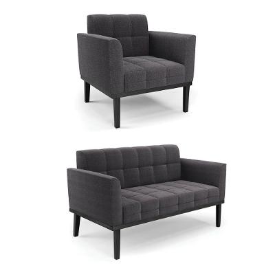 Namoradeira E Poltrona Base Madeira Fixa Pto Elisa Bouclê Grafite D03 - D'rossi