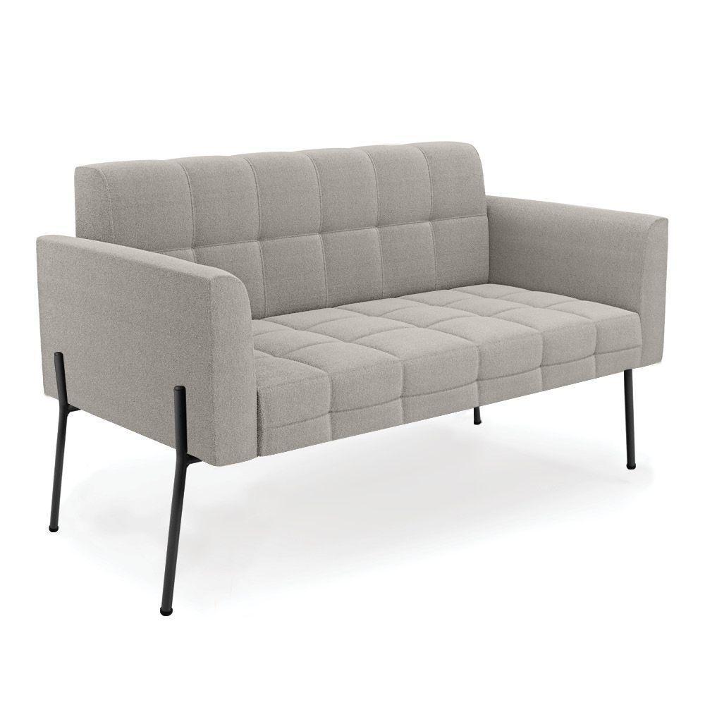 Sofá Namoradeira 2 Lugares Pé Ferro Pto Elisa Bouclê Cinza D03 - D'rossi - 1