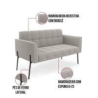 Sofá Namoradeira 2 Lugares Pé Ferro Pto Elisa Bouclê Cinza D03 - D'rossi - 5