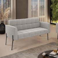 Sofá Namoradeira 2 Lugares Pé Ferro Pto Elisa Bouclê Cinza D03 - D'rossi - 6