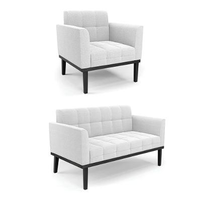 Namoradeira E Poltrona Base Madeira Fixa Pto Elisa Bouclê Off Wte D03 - D'rossi