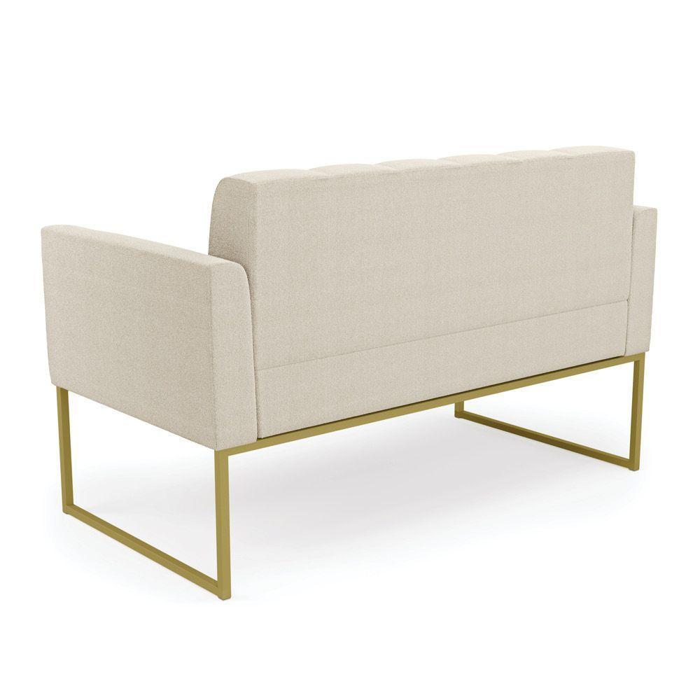 Namoradeira E 2 Poltronas Industrial Dourado Elisa Bouclê D03 - D'rossi Cor Off White - 5