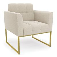Namoradeira E 2 Poltronas Industrial Dourado Elisa Bouclê D03 - D'rossi Cor Off White - 2