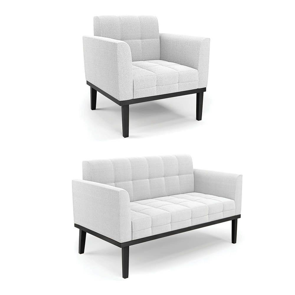 Namoradeira E Poltrona Base Madeira Fixa Pto Elisa Bouclê D03 - D'rossi Cor Off White - 2