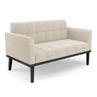 Namoradeira 2 Poltronas Base Madeira Fixa Pto Elisa Bouclê D03 - D'rossi Cor Bege - 3