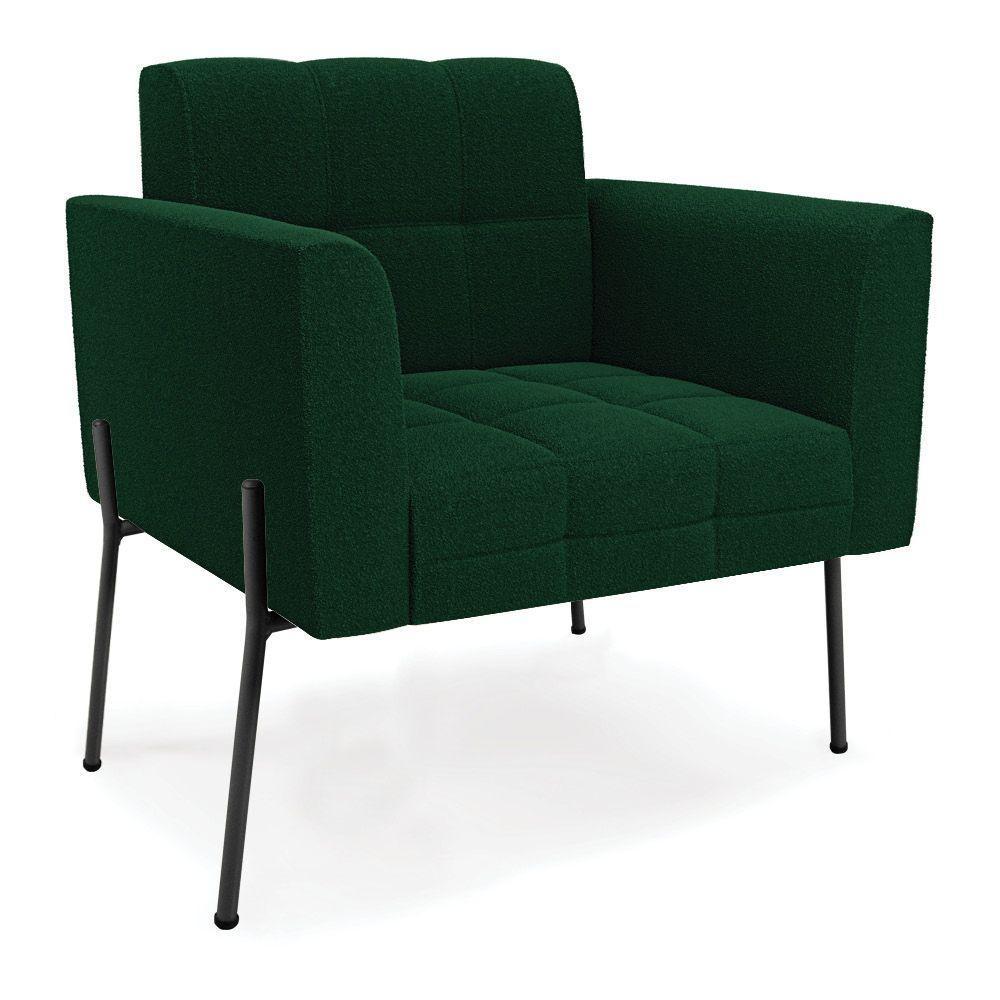 Namoradeira E 2 Poltronas Pé De Ferro Pto Elisa Bouclê Verde D03 - D'rossi - 2