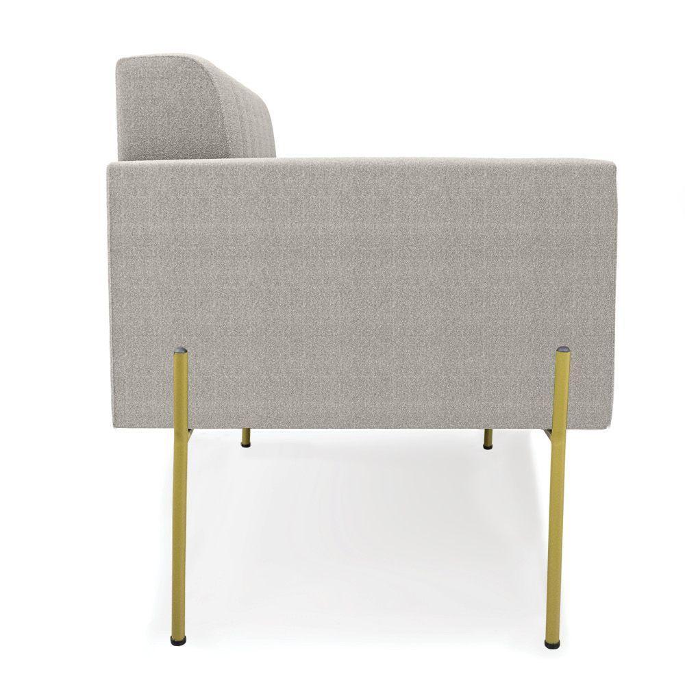 Namoradeira E 2 Poltronas Pé De Ferro Dourado Elisa Bouclê Cinza D03 - D'rossi - 2