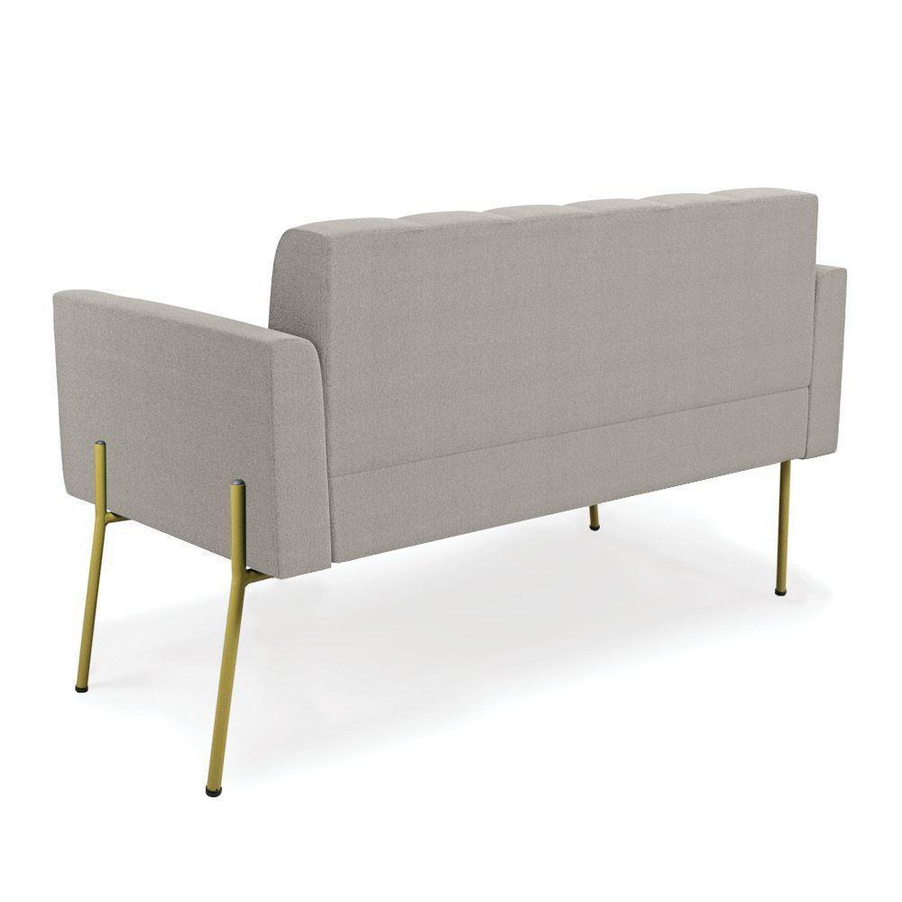 Namoradeira E 2 Poltronas Pé De Ferro Dourado Elisa Bouclê Cinza D03 - D'rossi - 6