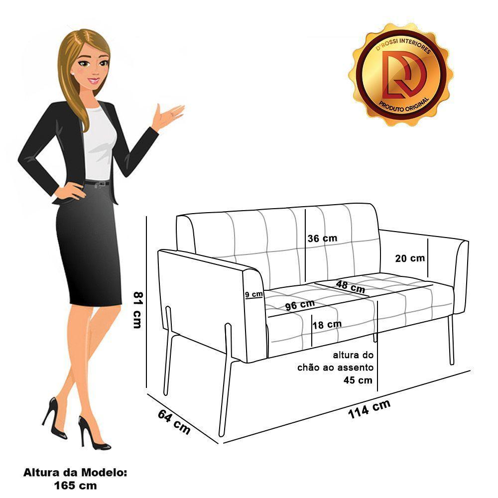 Namoradeira E Poltrona Pé De Ferro Dourado Elisa Bouclê Azul D03 - D'rossi - 2