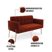 Namoradeira E Poltrona Pé De Ferro Dourado Elisa Bouclê Terra D03 - D'rossi - 8