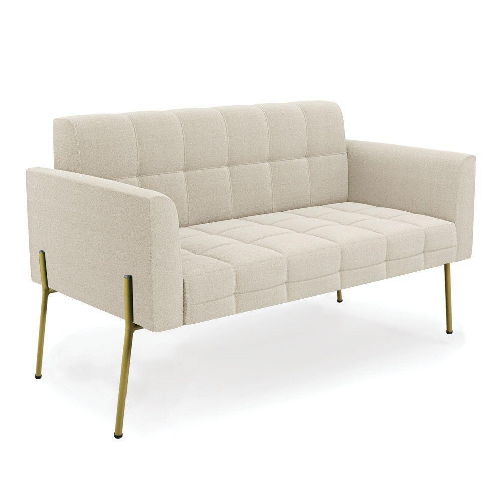 Namoradeira E 2 Poltronas Pé De Ferro Dourado Elisa Bouclê Bege D03 - D'rossi - 4