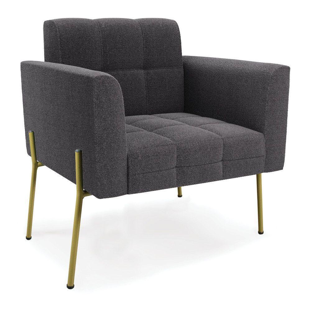 Namoradeira E Poltrona Pé De Ferro Dourado Elisa Bouclê Grafite D03 - D'rossi - 5