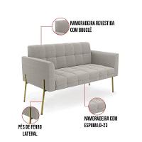 Namoradeira E Poltrona Pé De Ferro Dourado Elisa Bouclê Cinza D03 - D'rossi - 6