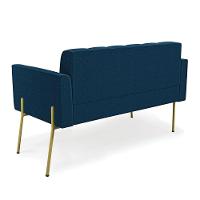 Namoradeira E 2 Poltronas Pé De Ferro Dourado Elisa Bouclê Azul D03 - D'rossi - 6