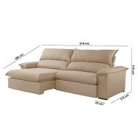 Sofá Filadélfia Linho 02 Módulos 80cm B25cm Meu Sofá Online A226 Linho Bege - 2