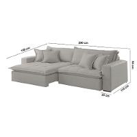 Sofá Zen Linho 02 Módulos 120 Cm B25 Meu Sofá Online A230 Linho Cinza - 2