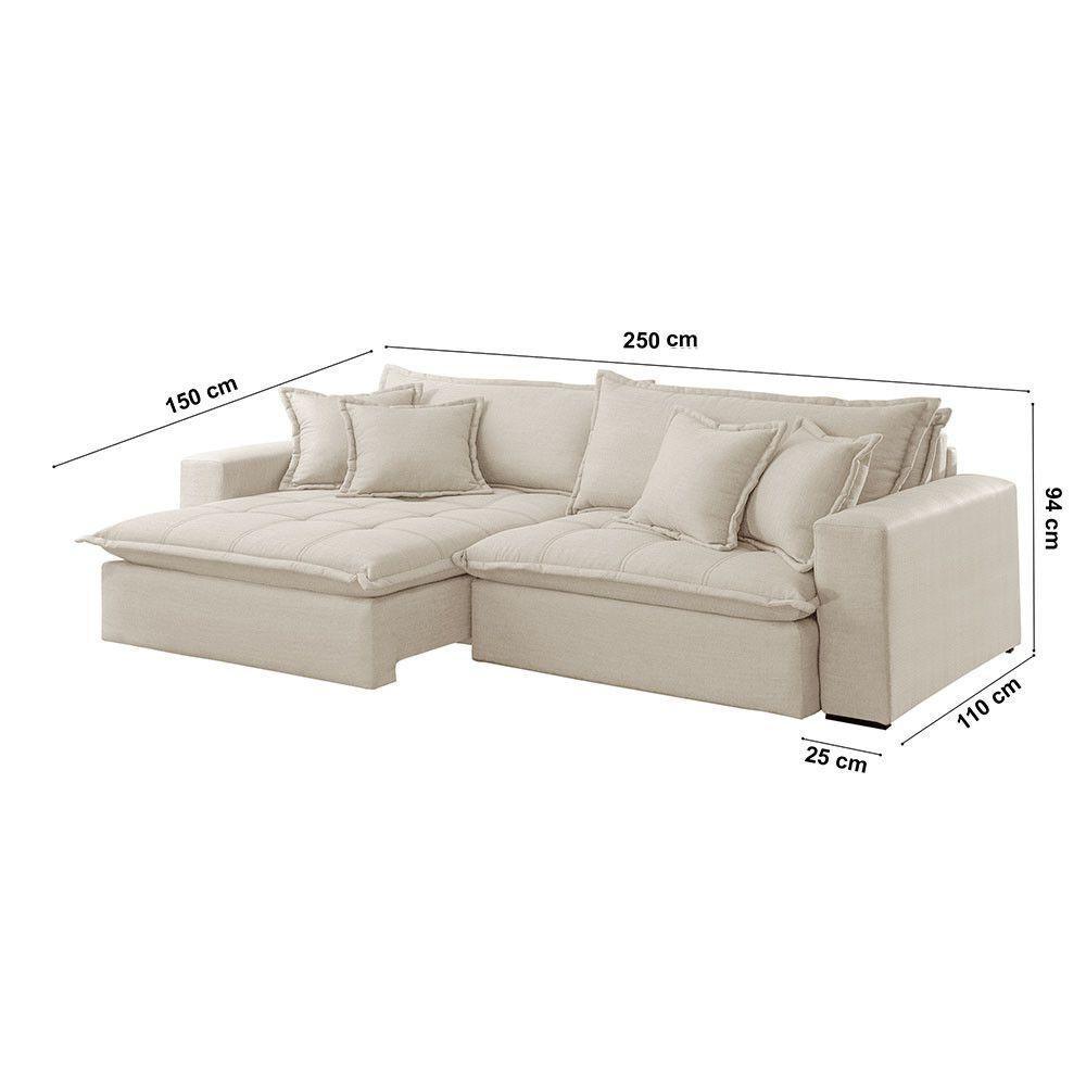 Sofá Zen Linho 02 Módulos 100 Cm B25 Meu Sofá Online A302 Linho Branco - 2