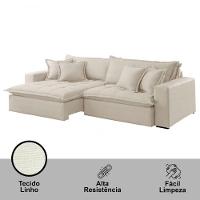 Sofá Zen Linho 02 Módulos 120 Cm B25 Meu Sofá Online A302 Linho Branco