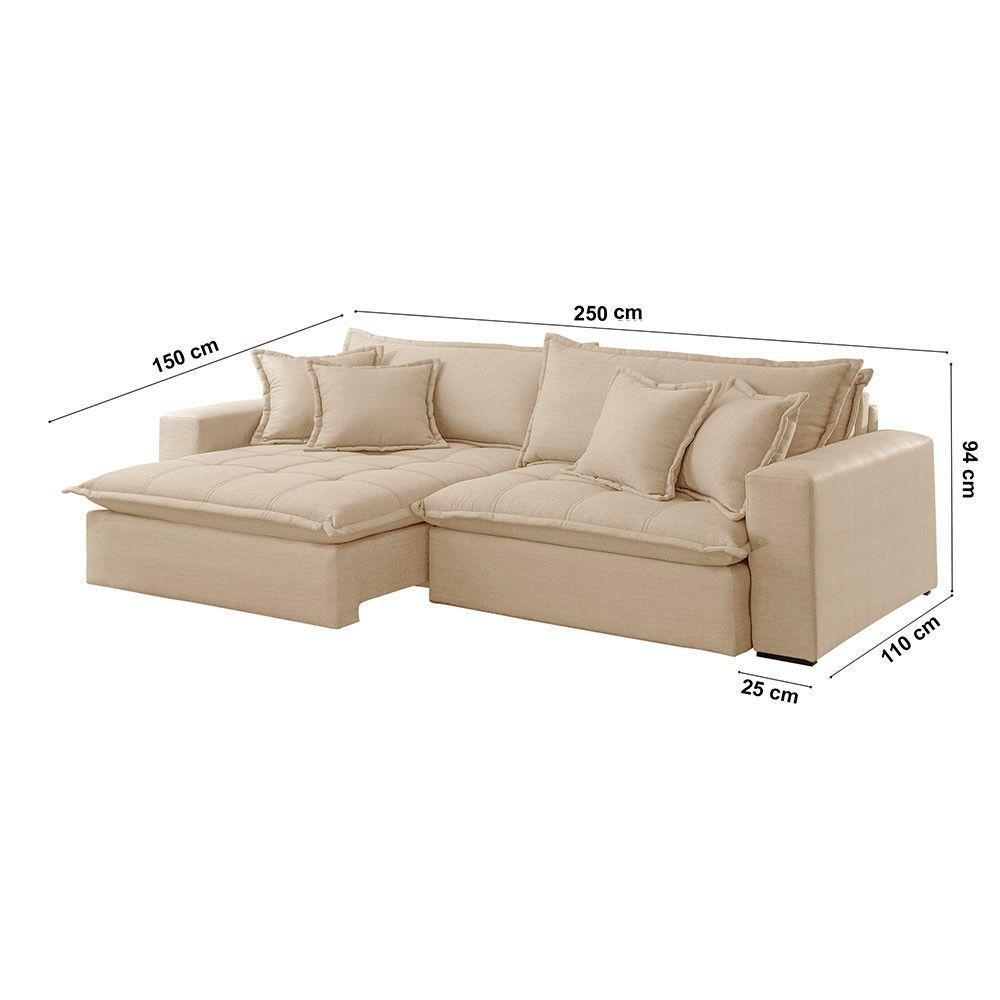 Sofá Zen Linho 02 Módulos 100 Cm B25 Meu Sofá Online A294 Linho Creme - 2