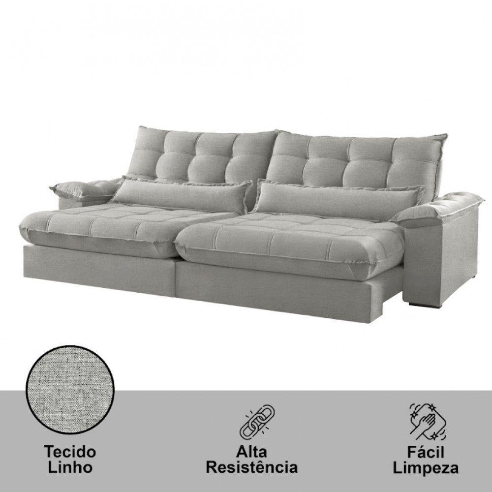 Sofá Classic Linho 02 Módulos 120 Cm B25 Meu Sofá Online A230 Linho Cinza - 2