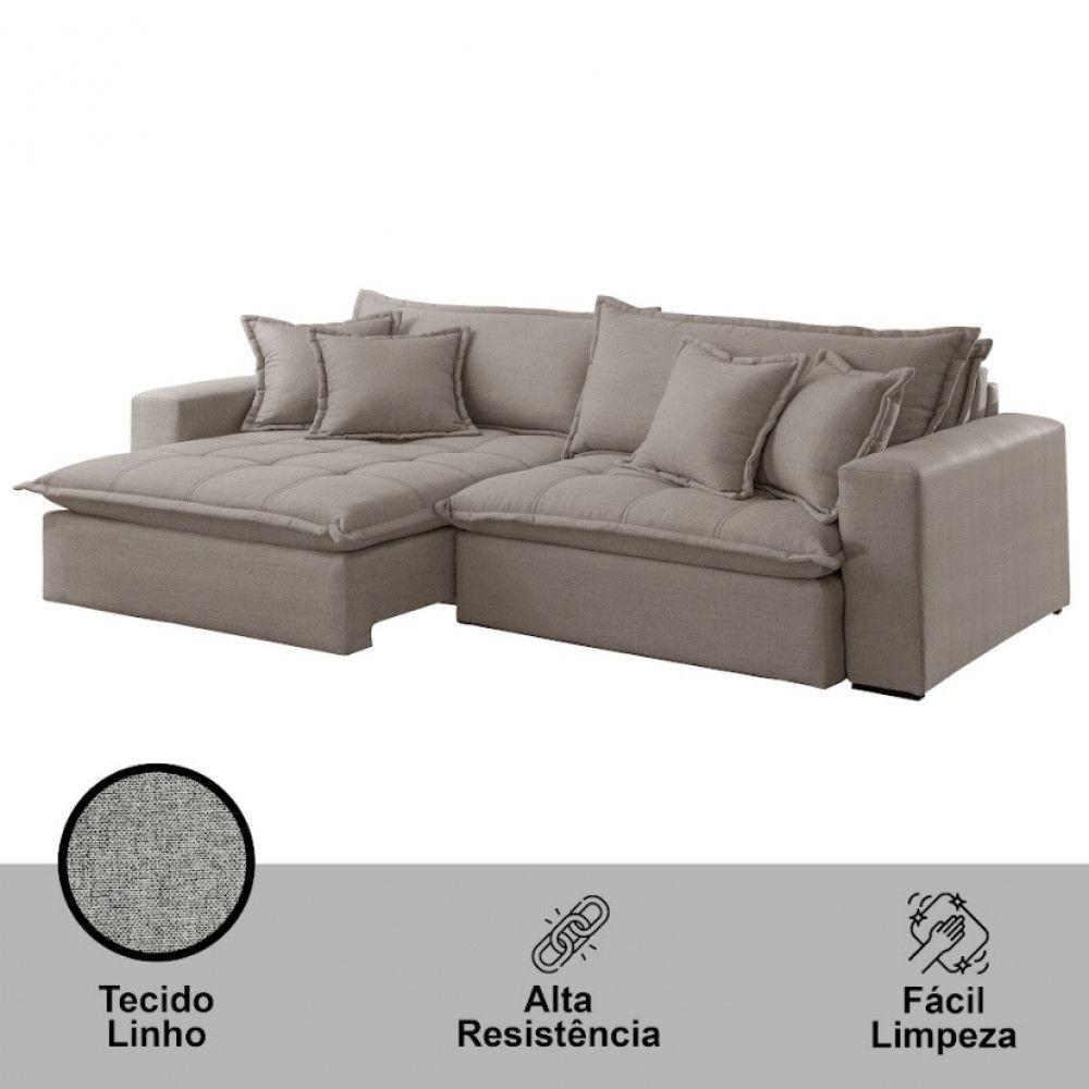 Sofá Zen Linho 02 Módulos 80 Cm B25 Meu Sofá Online A230 Linho Cinza - 4