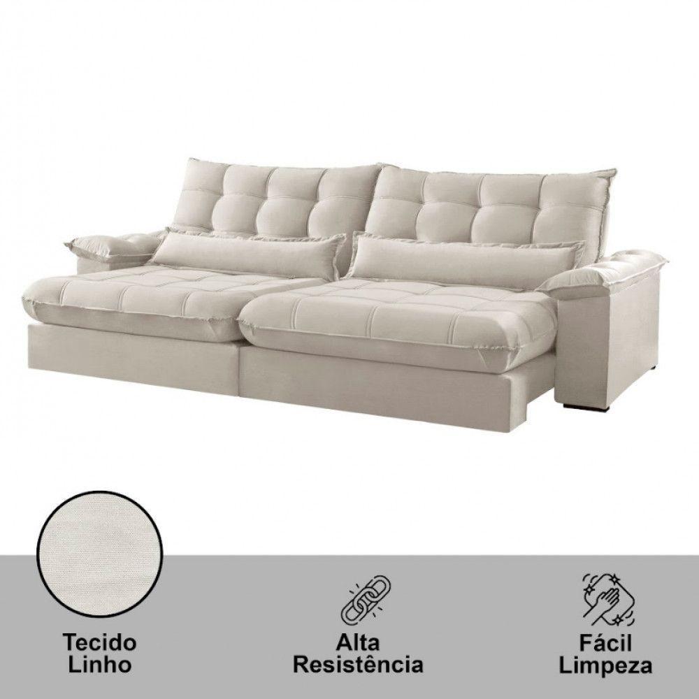 Sofá Classic Linho 02 Módulos 120 Cm B25 Meu Sofá Online A302 Linho Branco - 4