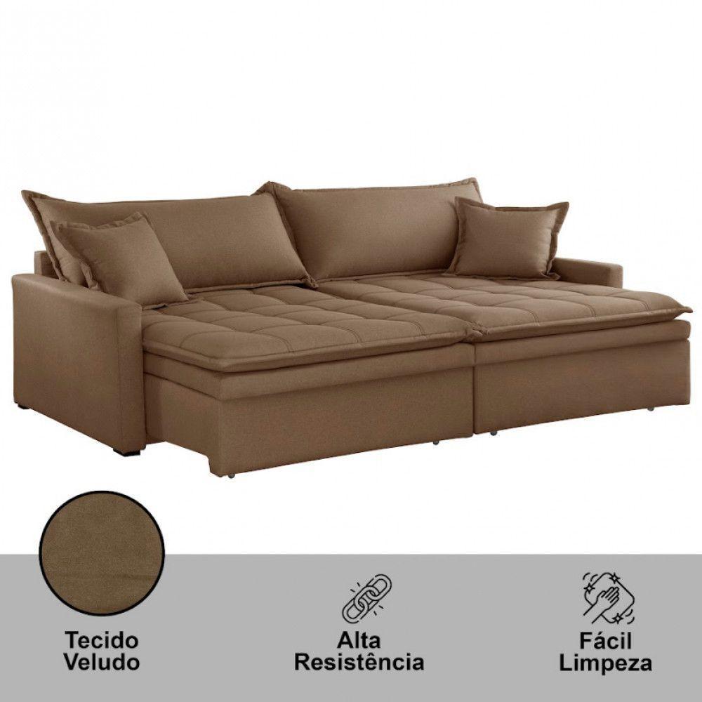 Sofá Elegance Veludo 2 Módulos 100 Cm B25 Cm Meu Sofá Online B016 Veludo Marrom - 3