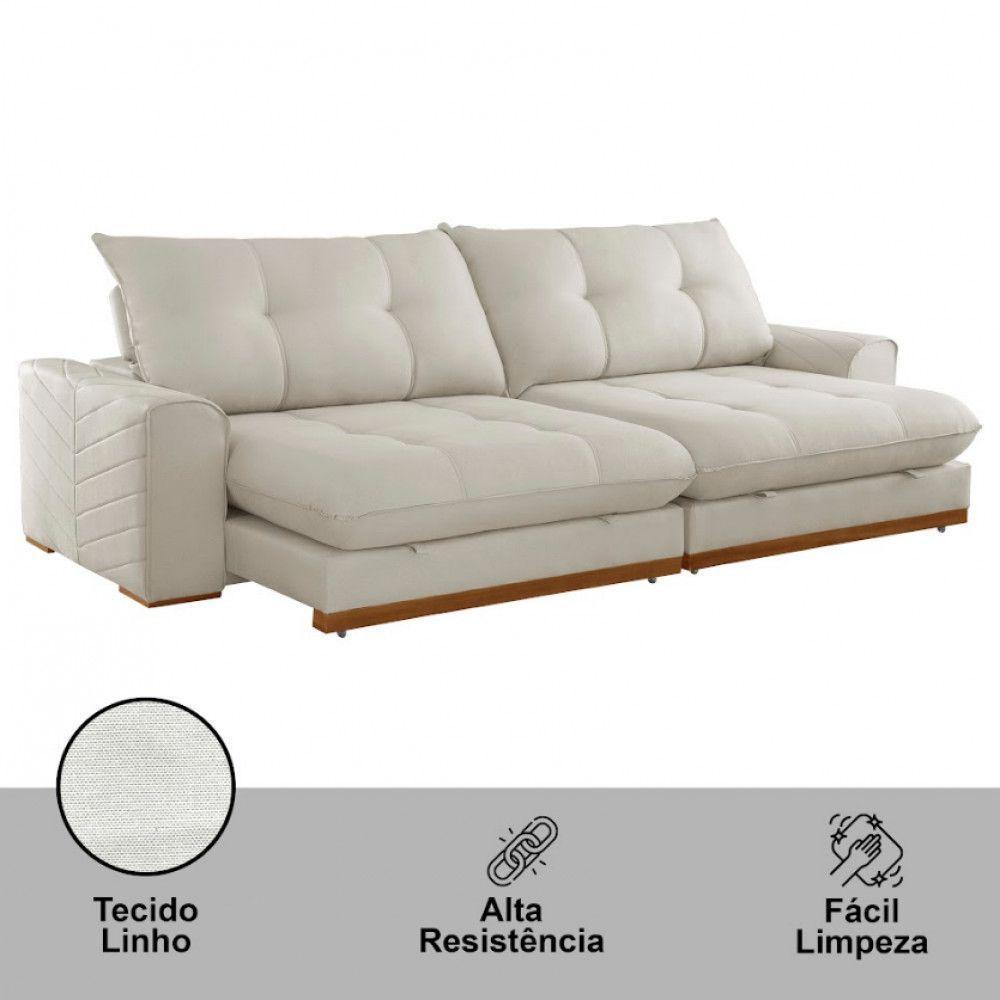 Sofá Argo Linho 02 Módulos 90 Cm B25cm Meu Sofá Online A302 Linho Branco - 3