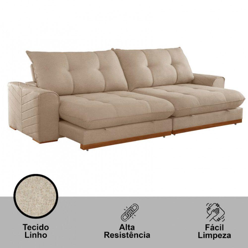 Sofá Argo Linho 02 Módulos 80 Cm B25cm Meu Sofá Online A226 Linho Bege - 4