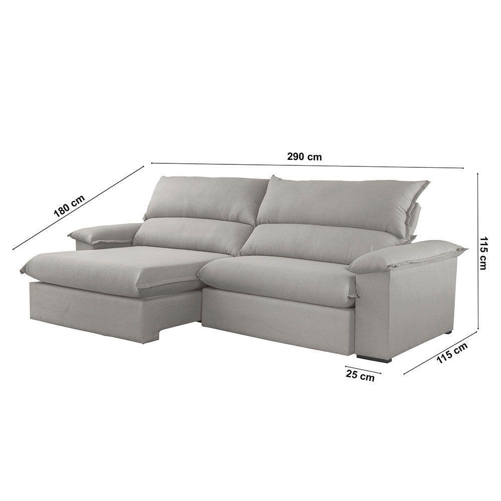 Sofá Filadélfia Linho 02 Módulos 120cm B25cm Meu Sofá Online A230 Linho Cinza - 4