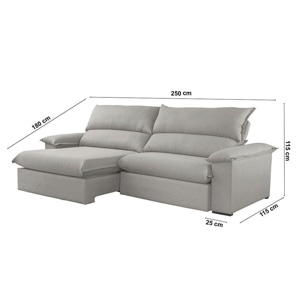 Sofá Filadélfia Linho 02 Módulos 100cm B25cm Meu Sofá Online A230 Linho Cinza - 6