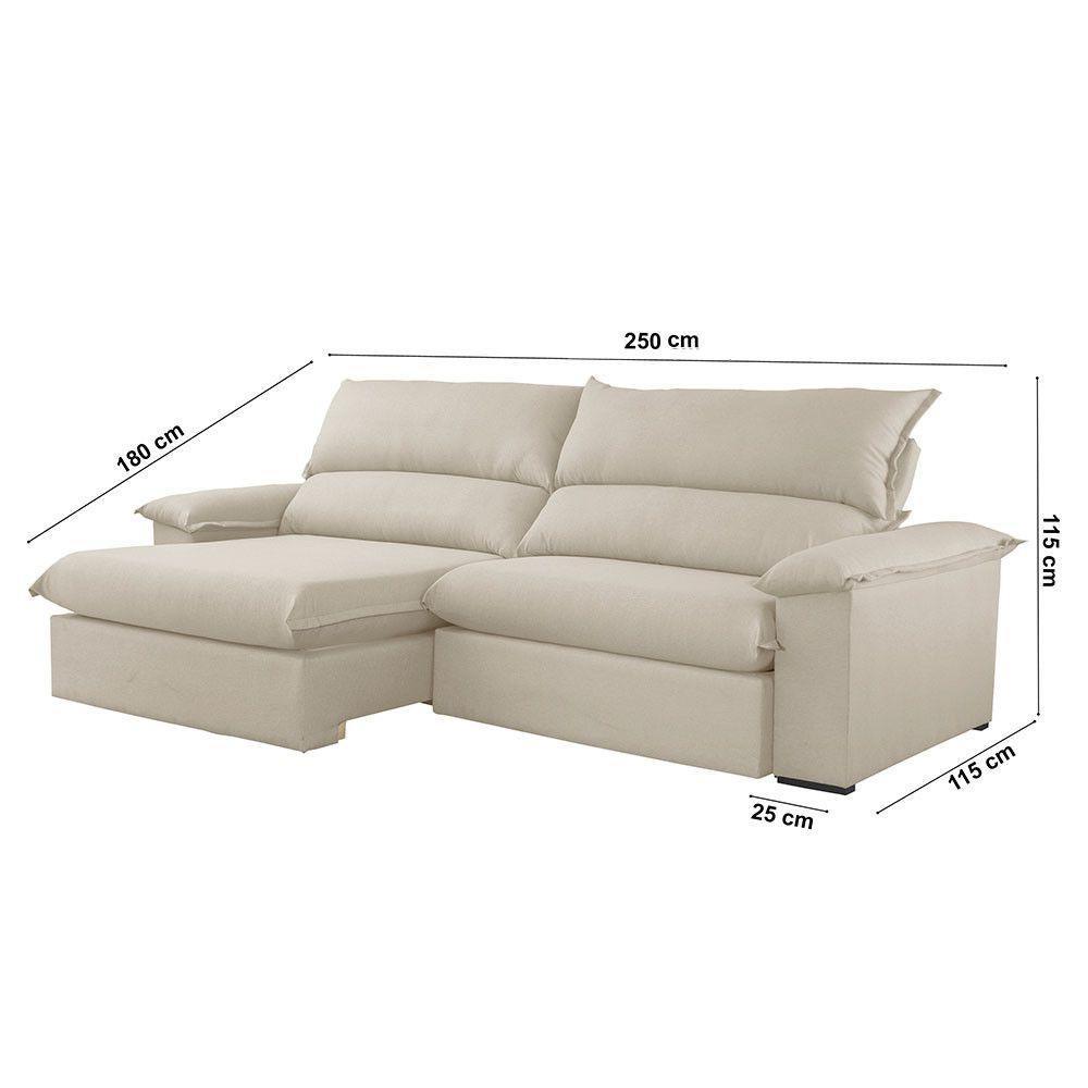 Sofá Filadélfia Linho 02 Módulos 100cm B25cm Meu Sofá Online A302 Linho Branco - 2