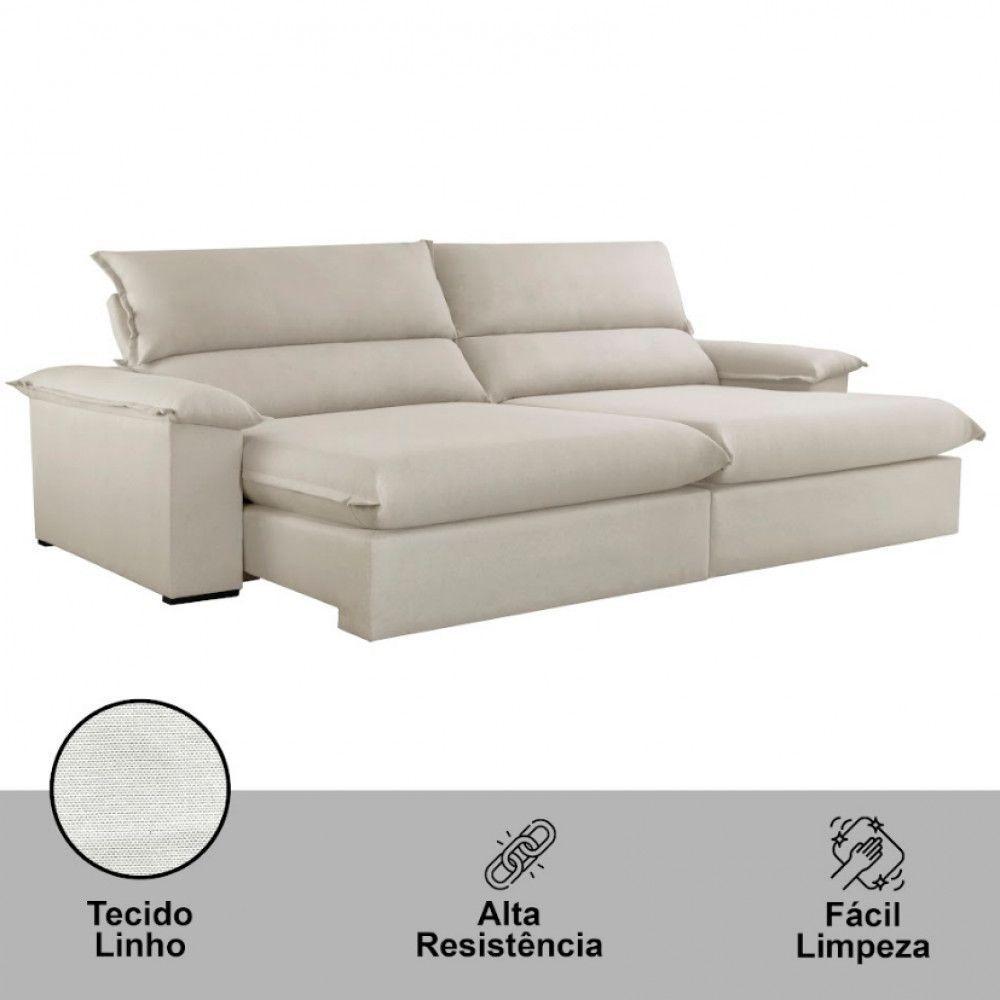 Sofá Filadélfia Linho 02 Módulos 100cm B25cm Meu Sofá Online A302 Linho Branco - 4