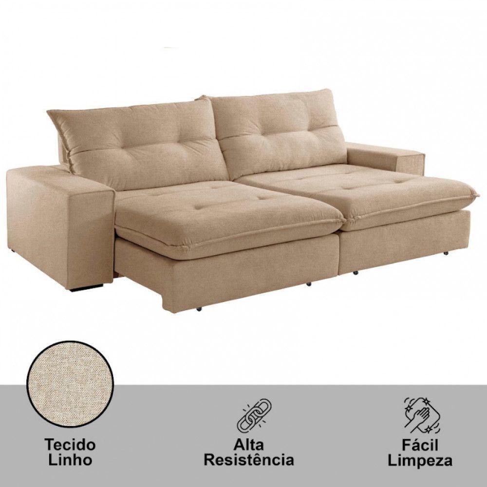 Sofá Athenas Linho 02 Módulos 80 Cm B25cm Meu Sofá Online A226 Linho Bege - 4