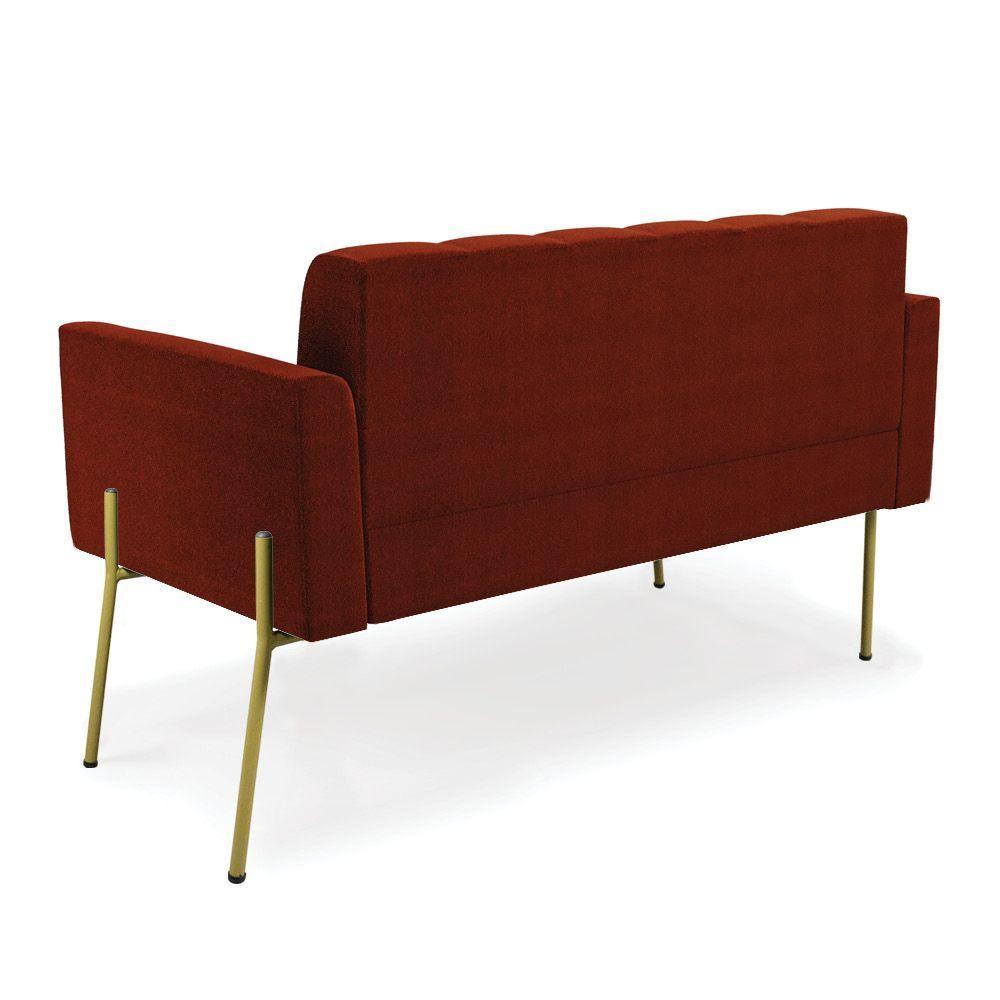 Namoradeira E Poltrona Pé De Ferro Dourado Elisa Bouclê D03 - D'rossi Cor Terra - 6