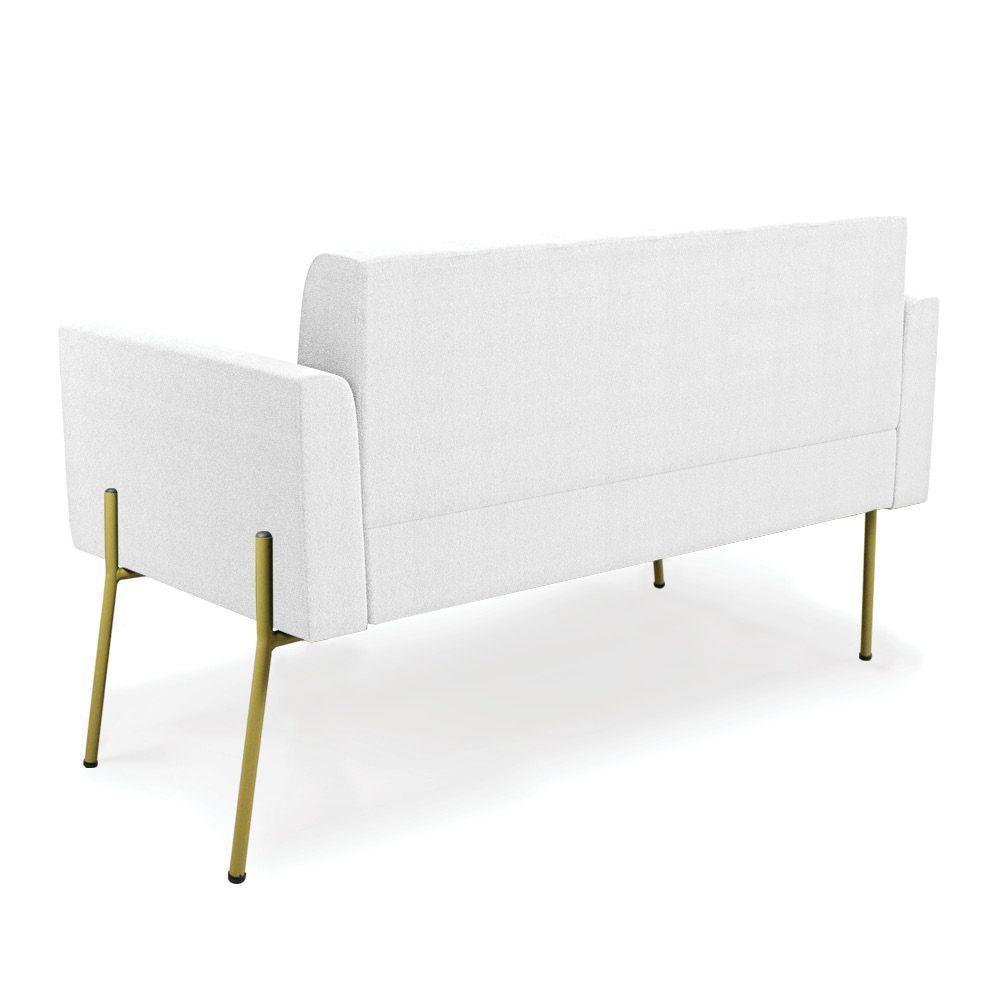 Namoradeira E 2 Poltronas Pé De Ferro Dourado Elisa Bouclê Off Wte D03 - D'rossi - 6