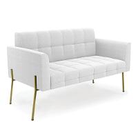 Namoradeira E 2 Poltronas Pé De Ferro Dourado Elisa Bouclê Off Wte D03 - D'rossi