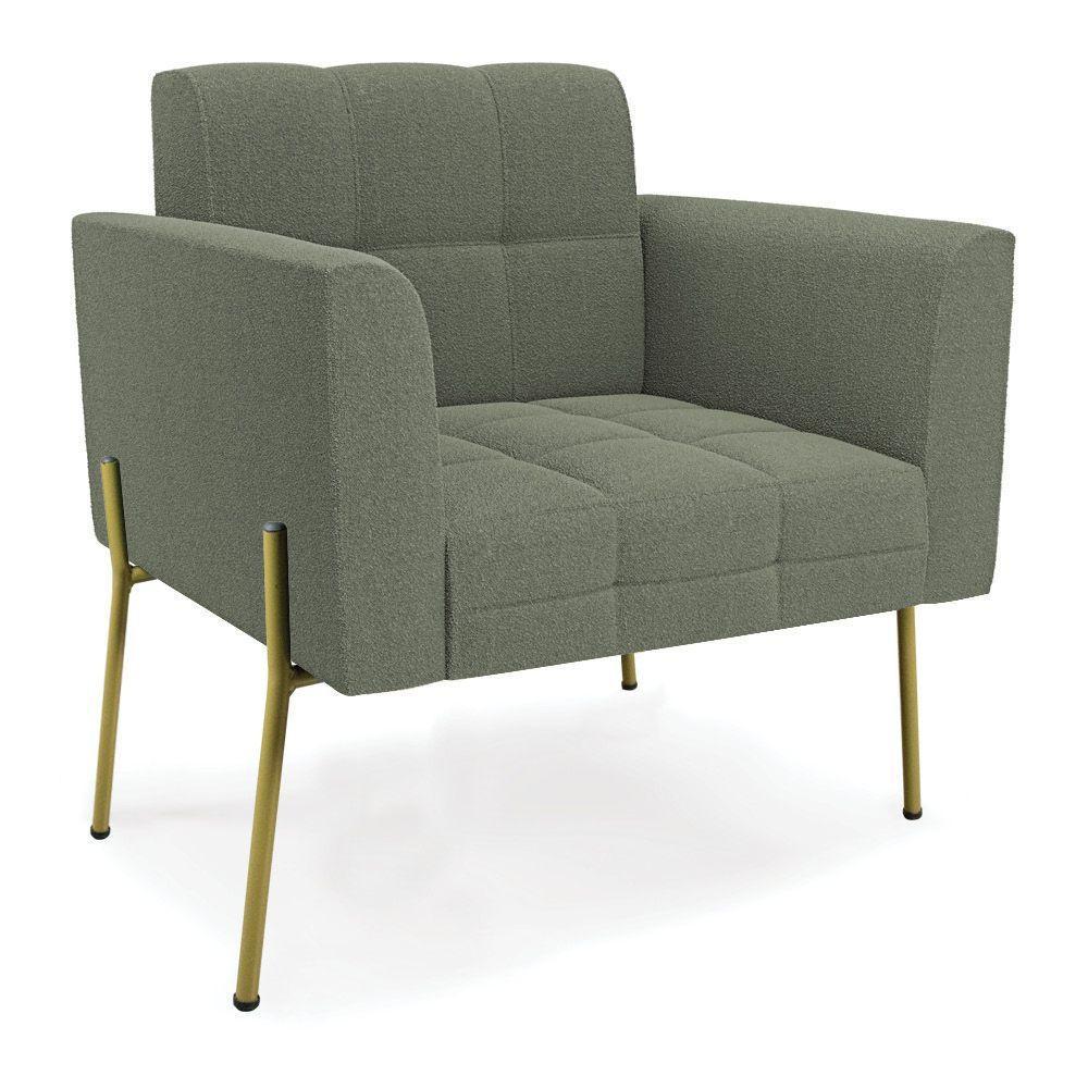 Namoradeira E 2 Poltronas Pé De Ferro Dourado Elisa Bouclê Menta D03 - D'rossi - 3