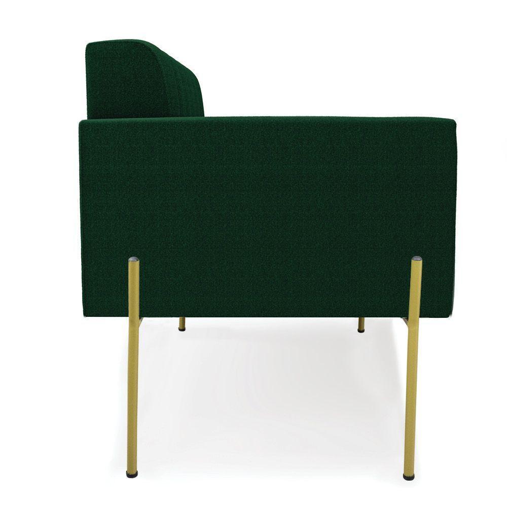 Namoradeira E 2 Poltronas Pé De Ferro Dourado Elisa Bouclê Verde D03 - D'rossi - 2