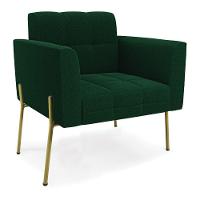 Namoradeira E 2 Poltronas Pé De Ferro Dourado Elisa Bouclê Verde D03 - D'rossi - 3