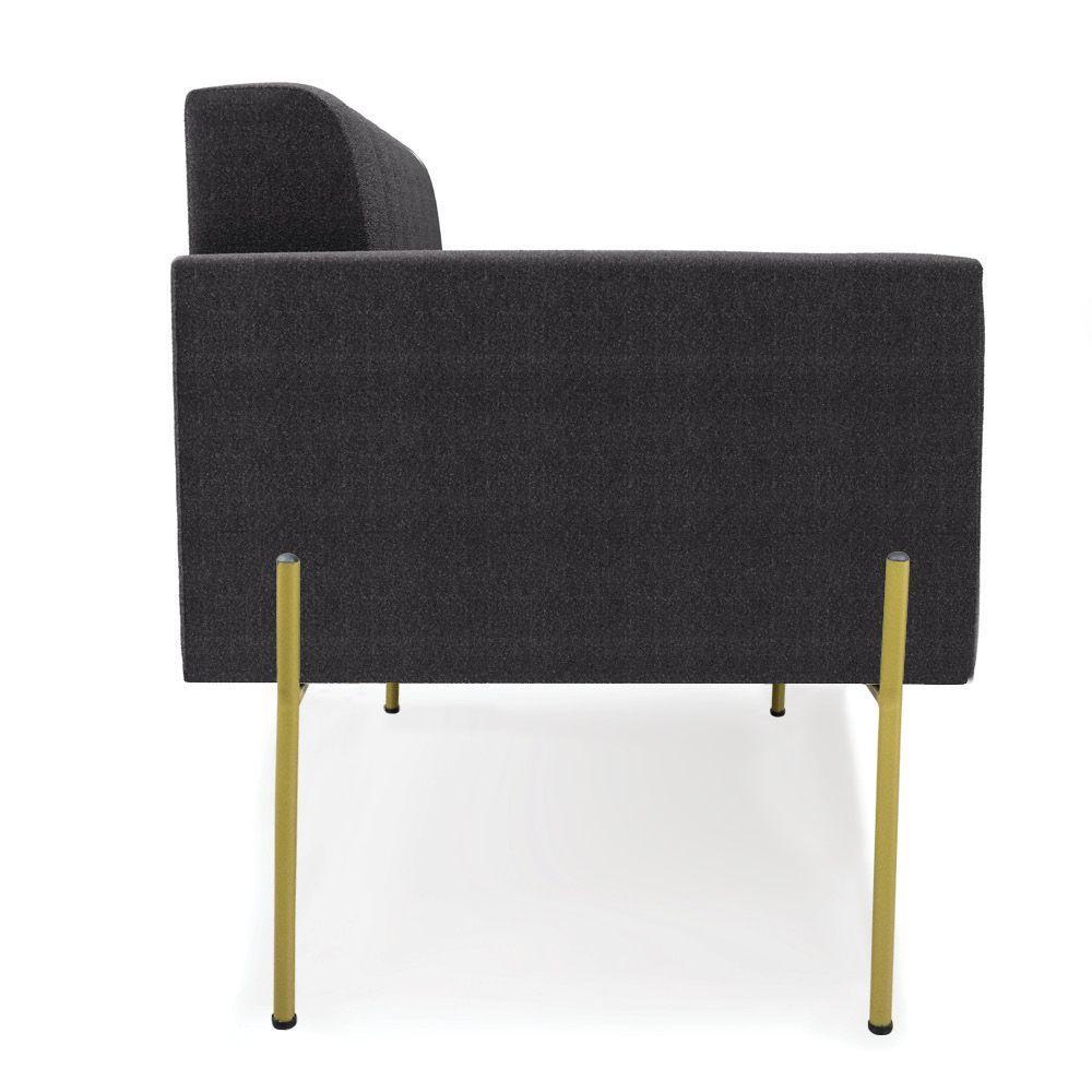 Namoradeira E 2 Poltronas Pé De Ferro Dourado Elisa Bouclê Grafite D03 - D'rossi - 2