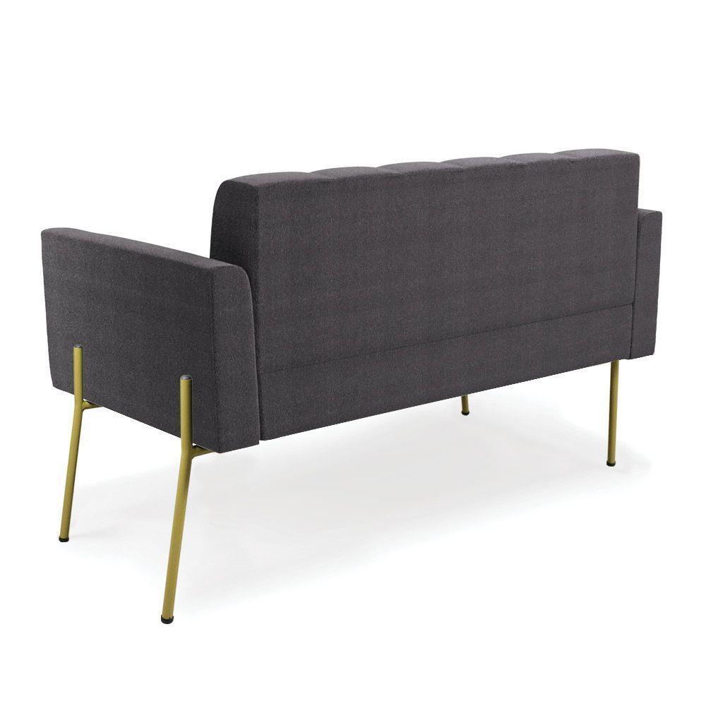 Namoradeira E 2 Poltronas Pé De Ferro Dourado Elisa Bouclê Grafite D03 - D'rossi - 6