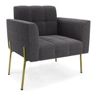 Namoradeira E 2 Poltronas Pé De Ferro Dourado Elisa Bouclê Grafite D03 - D'rossi - 3