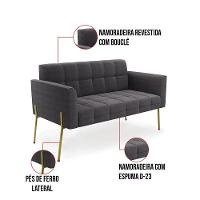 Namoradeira E 2 Poltronas Pé De Ferro Dourado Elisa Bouclê Grafite D03 - D'rossi - 8
