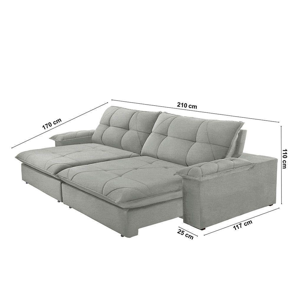 Sofá Gaia Linho 02 Módulos 80 Cm B25cm Meu Sofá Online A230 Linho Cinza - 2