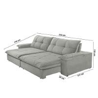 Sofá Gaia Linho 02 Módulos 80 Cm B25cm Meu Sofá Online A230 Linho Cinza - 2