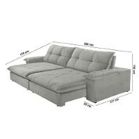 Sofá Gaia Linho 02 Módulos 120 Cm B25cm Meu Sofá Online A230 Linho Cinza - 5